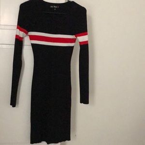Red and black sweater dress